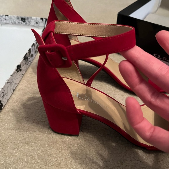 Ruby Red Block Heels - Picture 2 of 9
